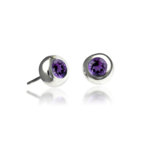 Round Silver Stud Earrings