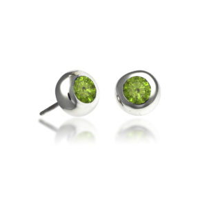 Silver Peridot Smooth Studs