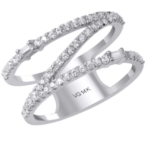 14K white gold diamond fashion ring